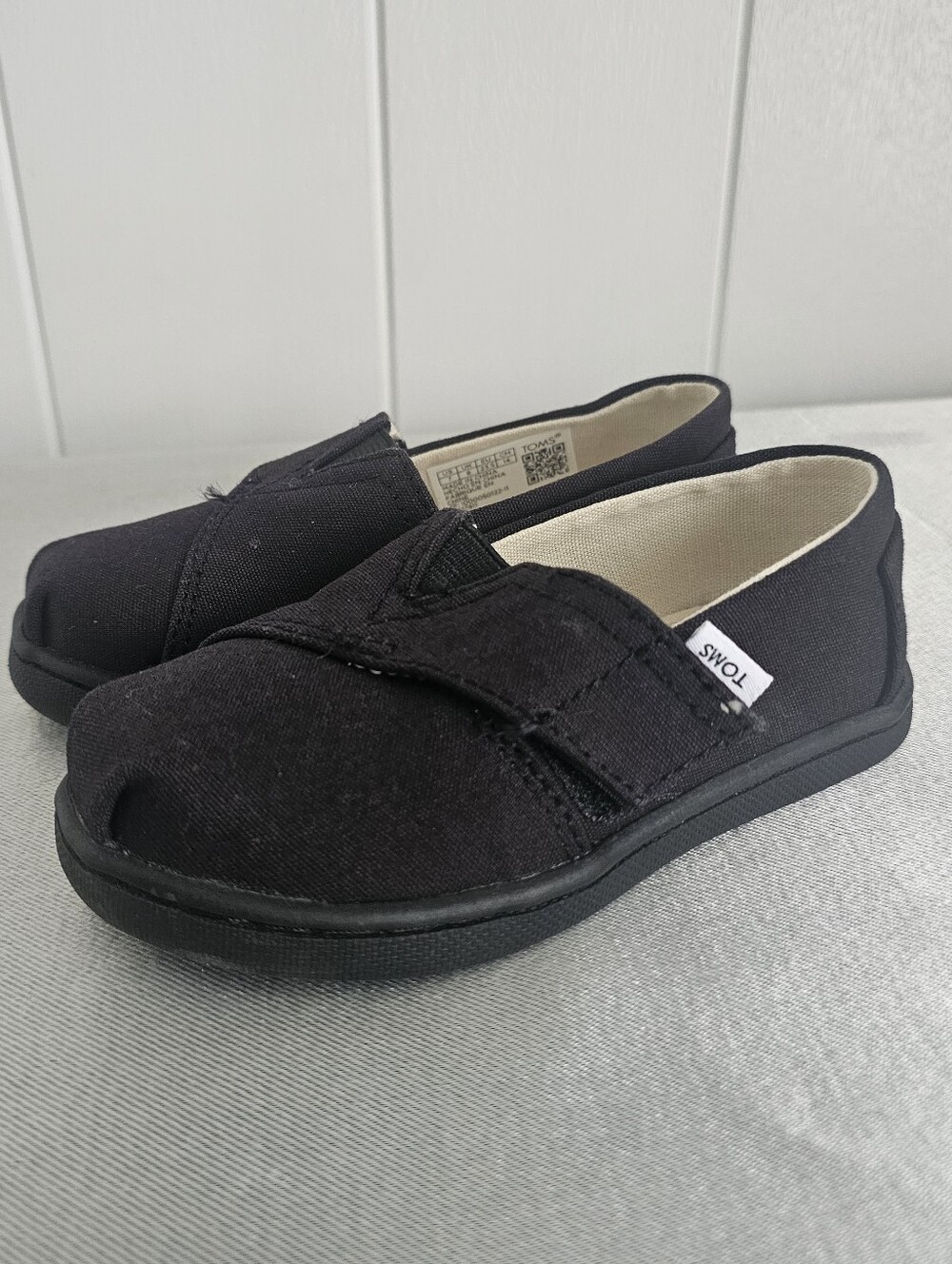 TOMS Alpargata Infant/Toddler Black Slip On Shoes